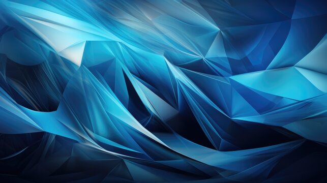 A image of abstract wavy shape blue light or dark background Generative AI