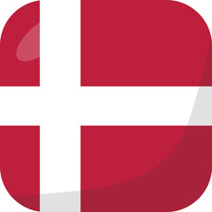 Denmark flag square 3D cartoon style.