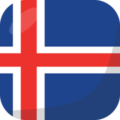 Iceland flag square 3D cartoon style.