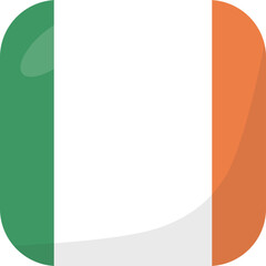 Ireland flag square 3D cartoon style.