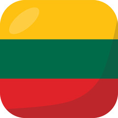 Lithuania flag square 3D cartoon style.