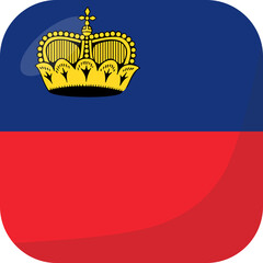 Liechtenstein flag square 3D cartoon style.