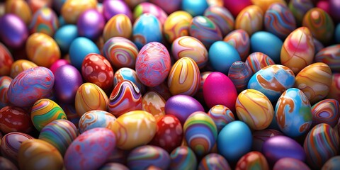 Fototapeta premium The pattern&nbsp;of colorful Easter eggs. Generative Ai.