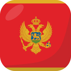 Montenegro flag square 3D cartoon style.