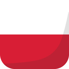 Poland flag square 3D cartoon style.