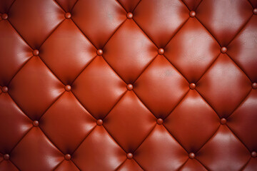 Red leather upholster with diamond pattern connected by buttons