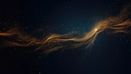 Gordijnen Luxurious golden dust waves with glittering particles © S.Gvozd