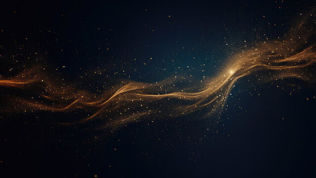 Luxurious golden dust waves with glittering particles