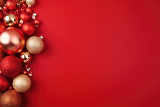 Composition with Christmas elements for greeting cards, announcements or presentations. Background. AI generated image