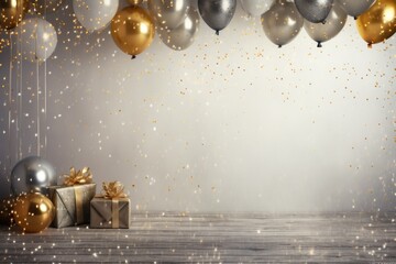 New year's eve party background or theme, for party or celebration announcement, greeting cards. AI generated image - obrazy, fototapety, plakaty