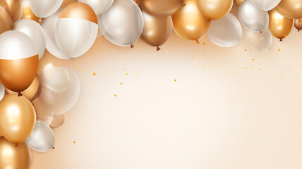 Obraz na płótnie Canvas luxury gold and silver balloons on white background