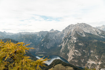Königssee Panorama vom Jenner, Berge und Seen zum Wandern, Tal 