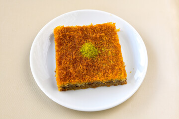 Turkish Dessert Sobiyet  Baklava, mussels baklava and classic baklava with Pistachio . Cevizli, Fistikli Baklava, top view.