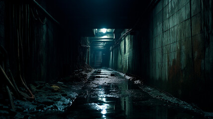 underground dark flooded interior