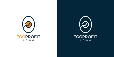 Egg Profit Growth Logo Designs with Outline Lineart Style. Icon Symbol Vector Illustration.