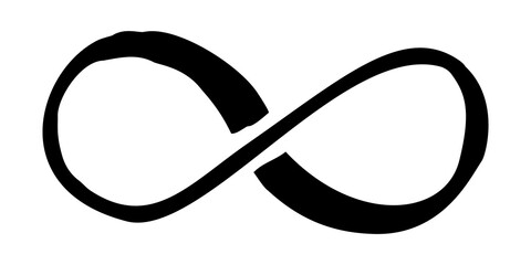 Infinity symbol hand drawn with ink brush. Thin line scribble icon. Modern doodle grunge outline. Png clipart isolated on transparent background - Powered by Adobe
