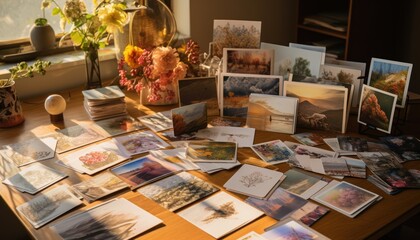 Photo of a Table Overflowing With Memories and Inspiration - obrazy, fototapety, plakaty