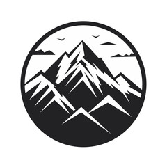 Simple vintage mountain round logo, icon element for template