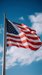 close up of the american flag in the wind