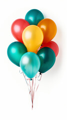 colorful inflated balloons isolated on a white background