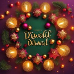 Diwali greeting card with baubles