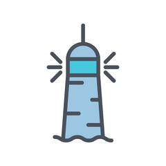 Vector sign of the lighthouse symbol isolated on a white background. icon color editable.
