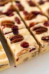 Homemade White Chocolate Cranberry Pecan Fudge