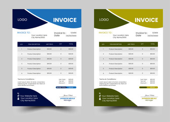 Business invoice form template. Invoicing quotes, money bills or price invoices and payment agreement design templates. Tax form, bill graphic or payment receipt page vector ,clean invoice template 