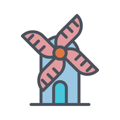 Vector sign of the mill symbol isolated on a white background. icon color editable.