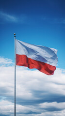 polish flag against sky background 