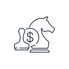 Economic and financial strategy. Vector linear illustration icon isolated on white background.