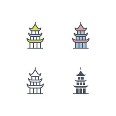 Vector sign of the pagoda symbol isolated on a white background. icon color editable.