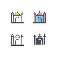 Vector sign of the mosque symbol isolated on a white background. icon color editable.