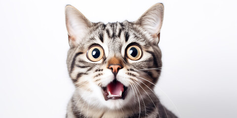 Obraz premium Katze schaut erstaunt KI