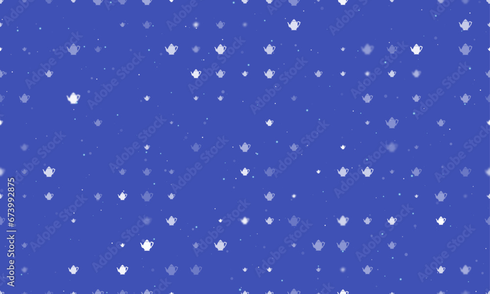 Poster seamless background pattern of evenly spaced white teapots of different sizes and opacity. vector il
