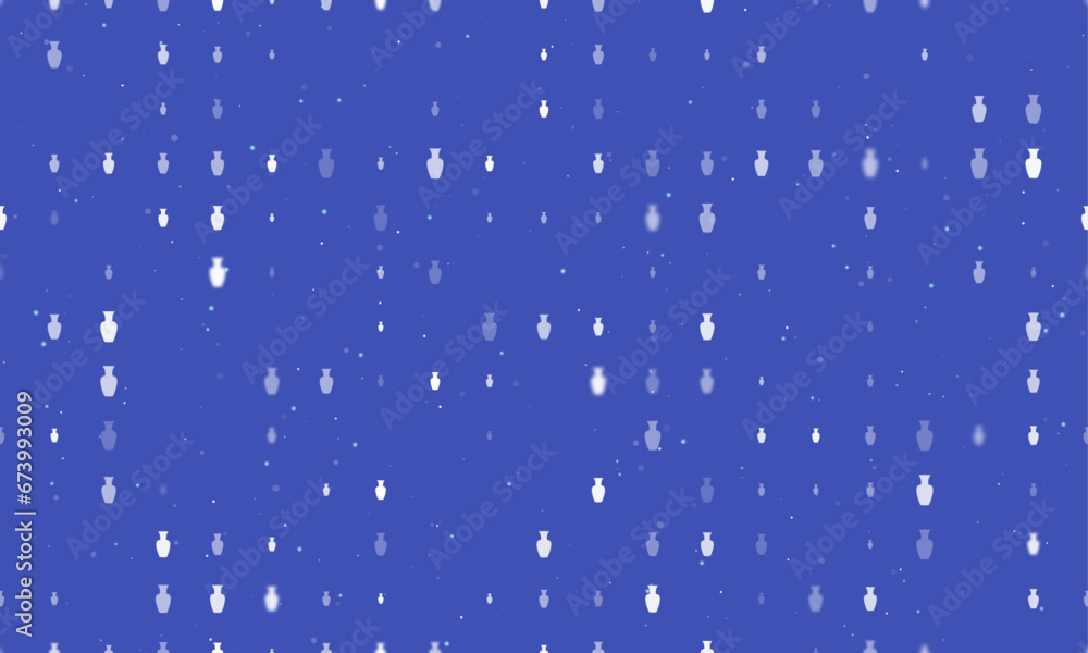 Poster seamless background pattern of evenly spaced white vases of different sizes and opacity. vector illu