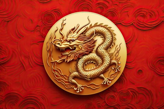 gold medallion with dragon image