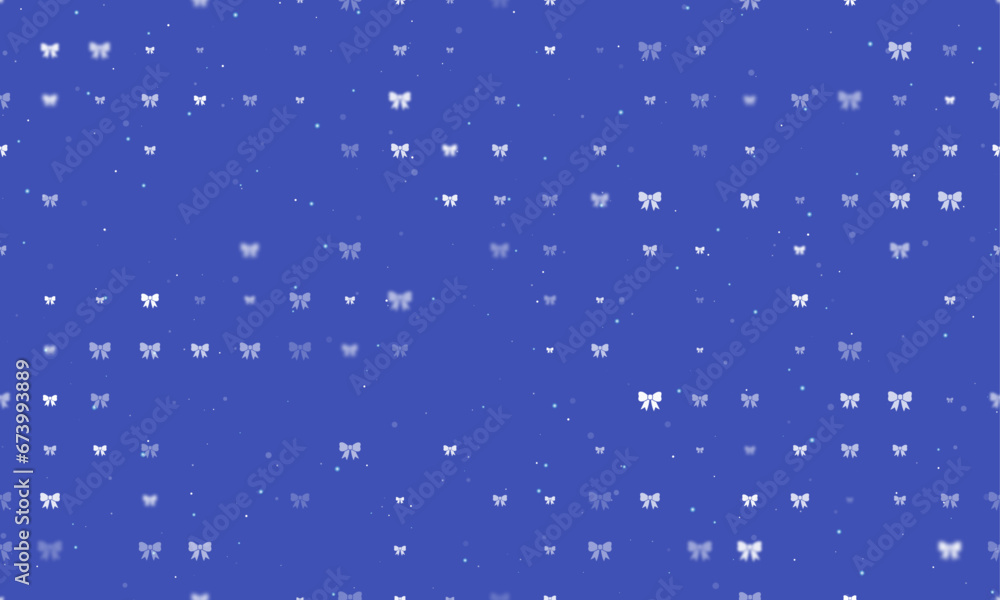 Poster seamless background pattern of evenly spaced white bow symbols of different sizes and opacity. vecto