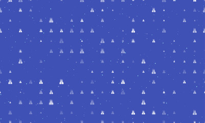 Seamless background pattern of evenly spaced white set of giftss of different sizes and opacity. Vector illustration on indigo background with stars