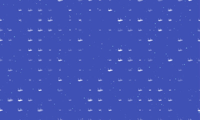 Seamless background pattern of evenly spaced white router symbols of different sizes and opacity. Vector illustration on indigo background with stars