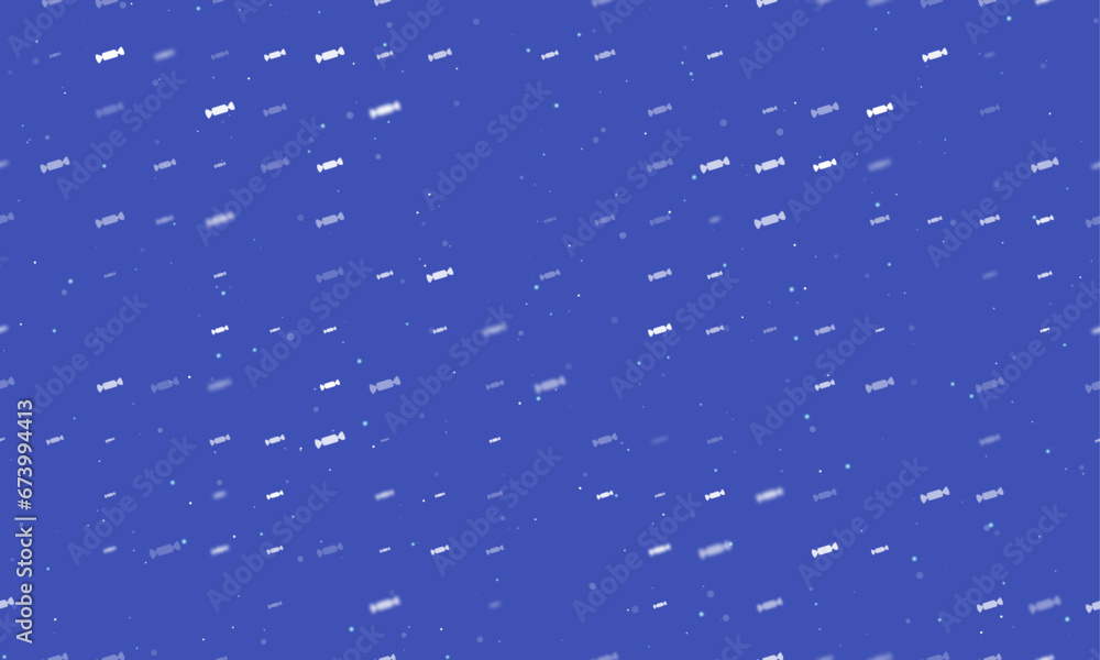 Poster seamless background pattern of evenly spaced white candy symbols of different sizes and opacity. vec