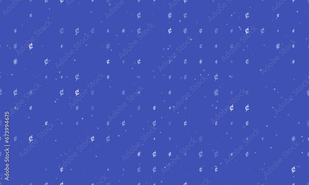 Poster seamless background pattern of evenly spaced white cent symbols of different sizes and opacity. vect