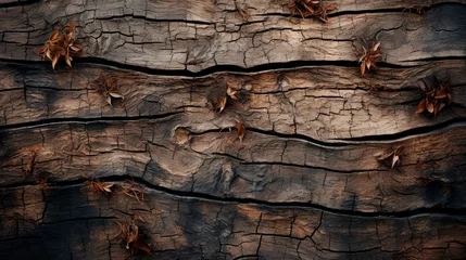 Foto op Canvas Nature's artistry is evident in the detailed warm bark texture of this tree, captured intimately in a single frame © NS