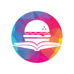 Burger book logo design vector. Books and Burger Cafe Logo Isolated Vector