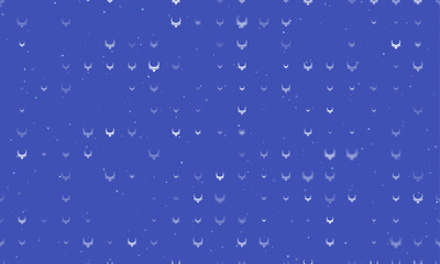 Seamless background pattern of evenly spaced white necklace symbols of different sizes and opacity. Vector illustration on indigo background with stars