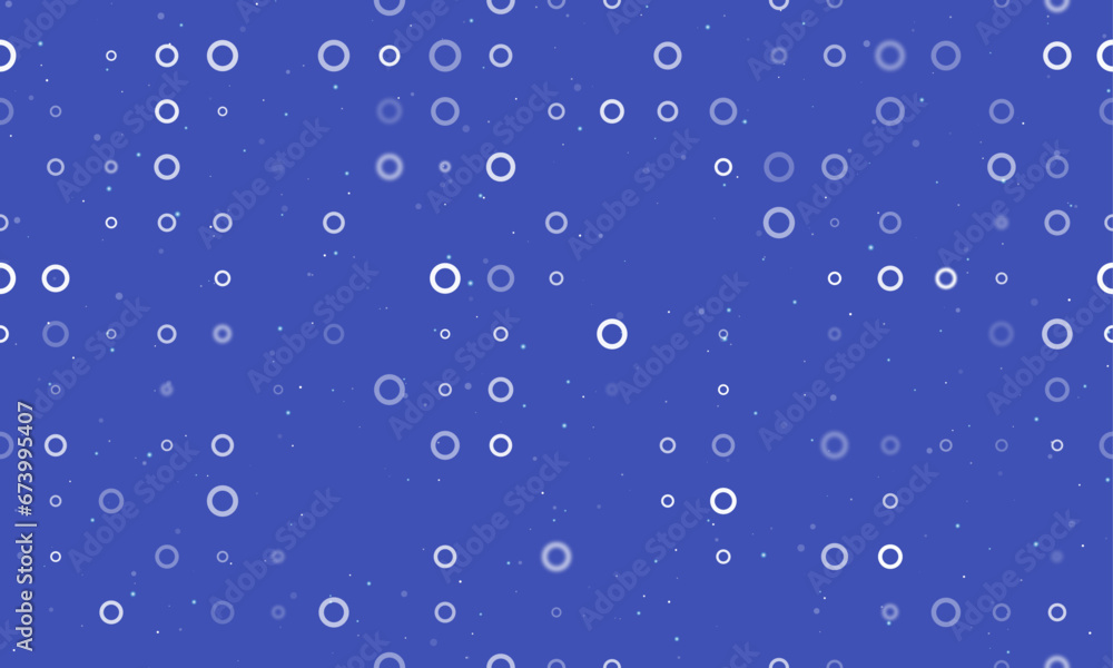 Poster seamless background pattern of evenly spaced white circle symbols of different sizes and opacity. ve