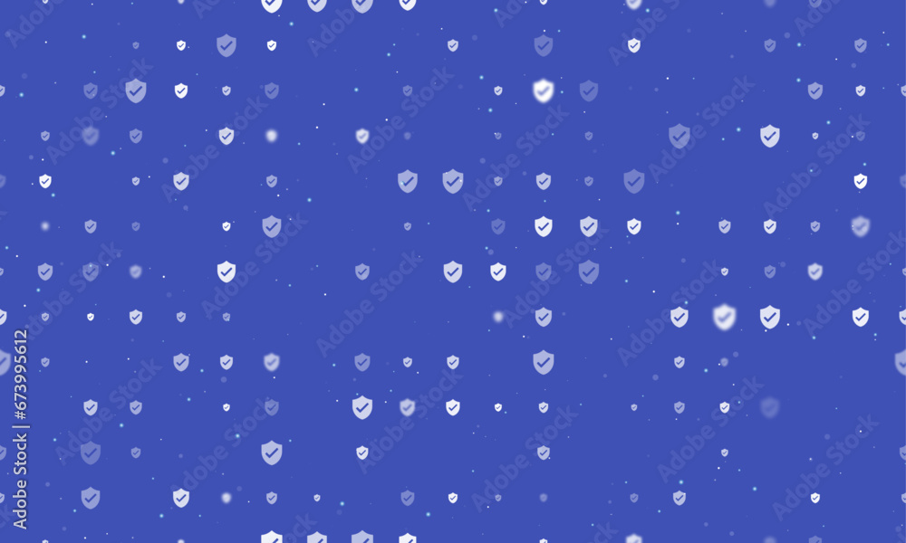 Poster seamless background pattern of evenly spaced white protection mark symbols of different sizes and op