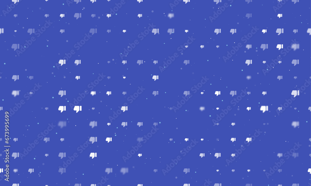 Poster seamless background pattern of evenly spaced white thumb down symbols of different sizes and opacity