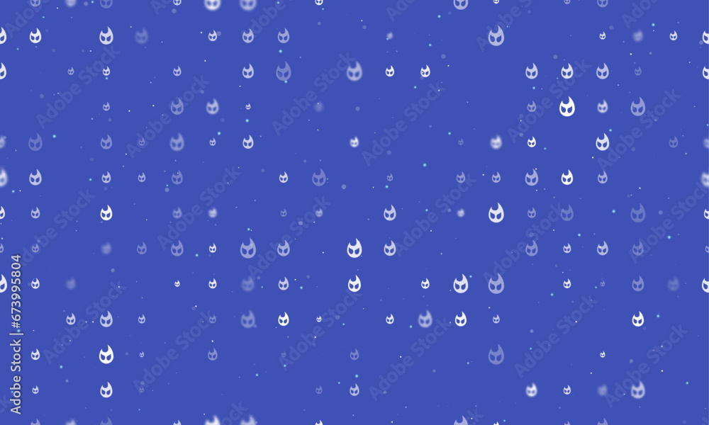 Poster seamless background pattern of evenly spaced white fire symbols of different sizes and opacity. vect