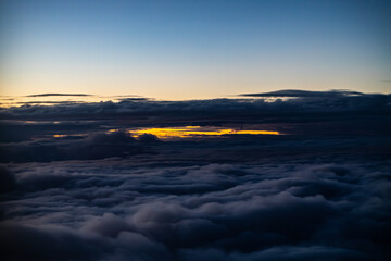 colorful sunset view from airplane